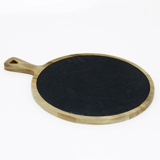 Round Wood & Slate Serving Board | Serving Platter Grazing Board - 40cm