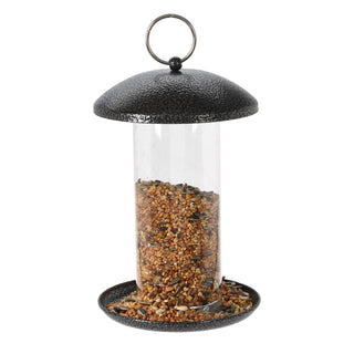 Hanging Garden Bird Feeder | Grey Metal Outdoor Wild Bird Seed Feeder