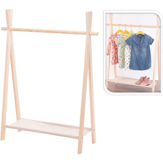 Kids Clothes Rail with Shelf | Children's Free Standing Wooden Clothes Rack 100cm