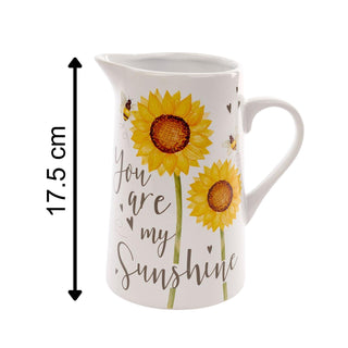 Sunflower Ceramic Water Jug Pitcher ~ Decorative Flower Vase - You Are My Sunshine