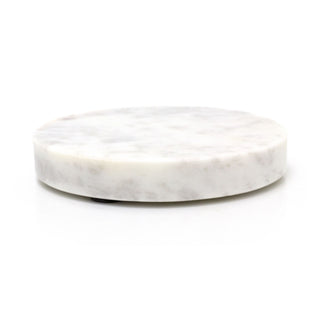 Set of 4 Round White Marble Coasters | 4 Piece Natural Stone Coaster Set - 10cm