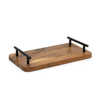 Acacia Wood Serving Tray with Handles | Rectangle Wooden Serving Platter - 30cm