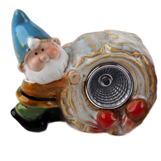 Ceramic Garden Gnome Solar LED Light | Outdoor Light Up Garden Gnome Ornament