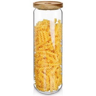 Airtight Glass Food Storage Container with Wooden Lid | Spaghetti Jar - 1500ml