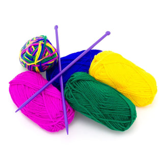 5 Multicolour Knitting Yarns & Needles | Craft Knitting Starter Set With Yarn