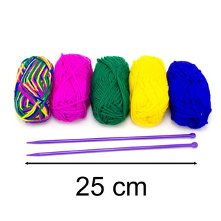 5 Multicolour Knitting Yarns & Needles | Craft Knitting Starter Set With Yarn