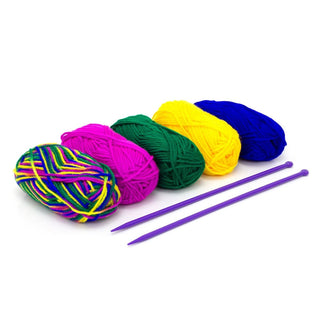 5 Multicolour Knitting Yarns & Needles | Craft Knitting Starter Set With Yarn