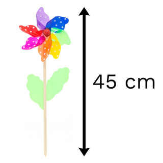 Multicoloured Spotted Garden Windmill 45Cm