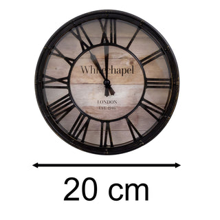 London Whitechapel Vintage Wall Clock | Antique Effect, Roman Numerals - 20cm