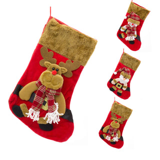 3D Plush Christmas Stocking Xmas Stockings | Festive Adult Christmas Stocking | Kids Christmas Stocking Fireplace Decorations