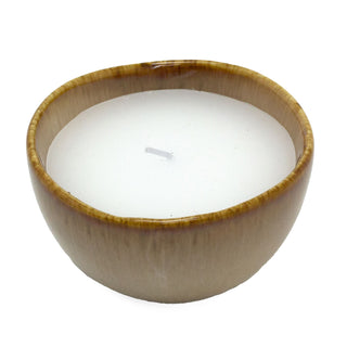 Unscented Candle & Ceramic Holder | White Wax Candle in Porcelain Bowl - 10x6cm