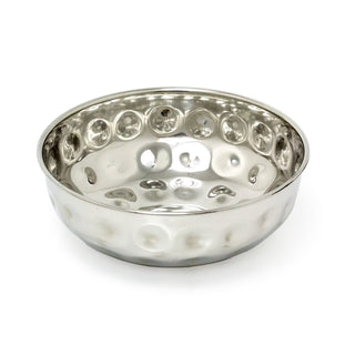 Stainless Steel Kitchen Fruit Bowl Silver Display Bowl with Hammered Detail 22cm