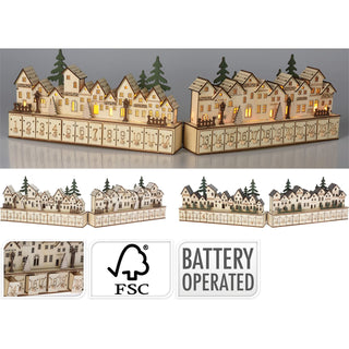 Christmas Village LED Advent Calendar | Wooden Scene with 24 Drawers - 70cm