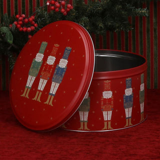 Nutcracker Christmas Cake Tin | Festive Round Kitchen Storage Tin - 23x12cm