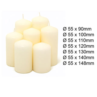 7-piece White Church Pillar Candle Set | 7 Unscented Ivory Decorative Candles