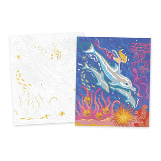 Janod Dolphins Paint By Numbers Set | 2 Watercolour Paintings | Arts & Crafts 7+