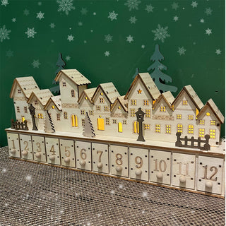 Christmas Village LED Advent Calendar | Wooden Scene with 24 Drawers - 70cm