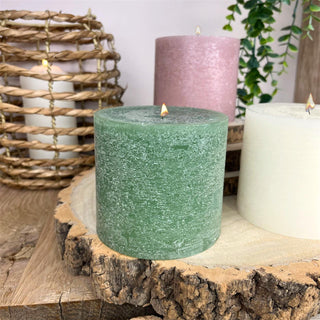 Dark Green Pillar Candle | Church Candle Unscented Pillar Candle - 10x9cm