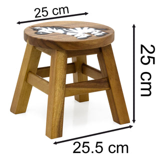 Children's Wooden Zebra Stool | Small Round Animal Footstool for Kids - 25cm