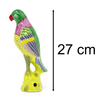 Vibrant Porcelain Parrot Ornament | Ceramic Bird Statue Parrot Sculpture - 27cm