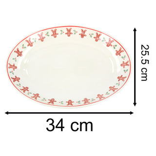 Gingerbread Ceramic Oval Plate | Festive Serving Platter for Christmas - 34cm