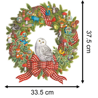 Snowy Owl 3D Christmas Advent Calendar | Christmas Wreath-Shaped Calendar - 33cm