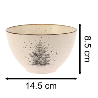 Stoneware Christmas Bowl Cream Speckled Festive Bowl with Christmas Motif 450ml