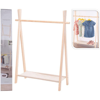 Kids Clothes Rail with Shelf | Children's Free Standing Wooden Clothes Rack 100cm