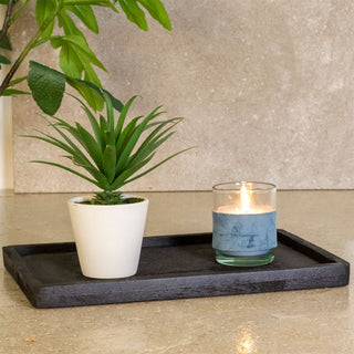 Black Mango Wood Display Tray | Rectangle Wooden Trinket & Candle Tray - 30x25cm