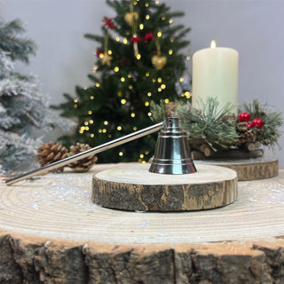 Silver Metal Bell Candle Snuffer | Long Handle Candle Wick Extinguisher - 20cm