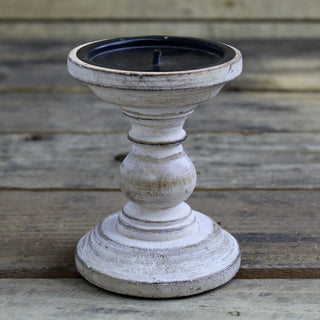 Traditional Wooden Candlestick - Handcrafted Wood Candle Stick Holder - Whitewashed