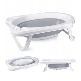 Foldable Baby Bathtub White & Grey Baby Bath Collapsible Baby Bath Tub With Plug