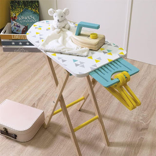 Janod Kids Adjustable Wooden Ironing Board Toy With Iron & Hangers | Age 3-8