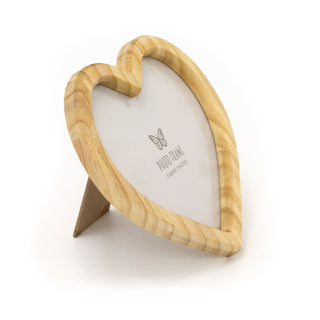 Wooden Heart Shaped Single Aperture Freestanding Photo Frame Picture Frame 20cm