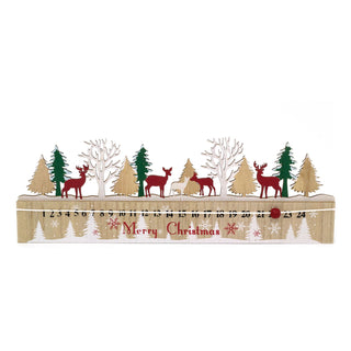 Alpine Scene Wooden Christmas Advent Calendar | Reindeer Advent Calendar - 45cm