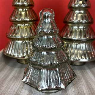 Silver Glass Christmas Tree | Freestanding Mottled Gold Tree Ornament - 13cm