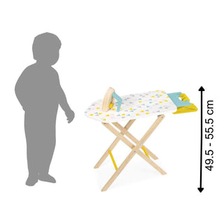 Janod Kids Adjustable Wooden Ironing Board Toy With Iron & Hangers | Age 3-8