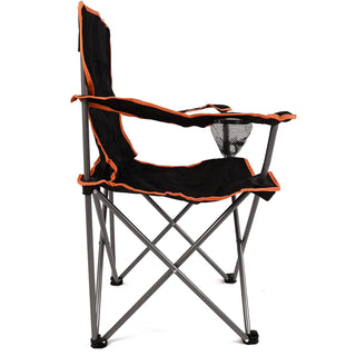 Black and Orange Portable Folding Camping Chair | Outdoor Fold Out Lightweight Camp Chairs | Picnic Chairs Folding Armrest Cup Holder