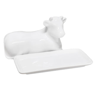 White Porcelain Cow Butter Dish With Lid | Large Lidded Butter Dish Butter Holder Kitchen Storage | Butter Serving Plate And Cover