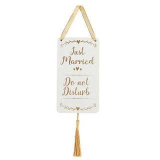 Newlyweds Just Married Wooden Door Hanger | Mr & Mrs Do Not Disturb Sign | Novelty Funny Wedding Honeymoon Gifts