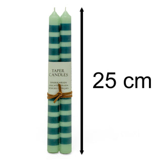 Pair of Striped Tapered Dinner Candles | Set of 2 Coloured Taper Candles - 25cm