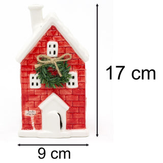 Ceramic Christmas LED House Ornament Santa Stop Here Festive Light-Up Decoration