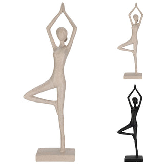 Zen Yoga Lady Statue | Polystone Yoga Pose Figurine Abstract Sculpture - 39cm