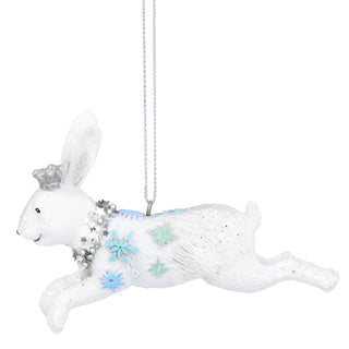 White Hare Christmas Tree Bauble | Resin Rabbit Christmas Tree Ornament - 10cm