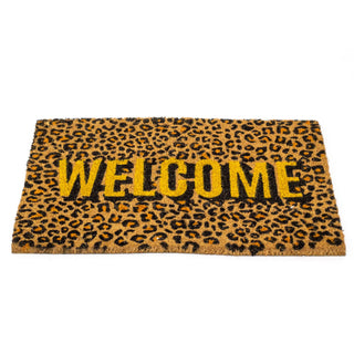 Leopard Print Doormat | Non-slip Pvc Backed Natural Coir Doormat - 60x40cm