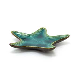 Ceramic Blue Teal Starfish Plate | Nautical Trinket Tray Jewellery Dish - 21cm