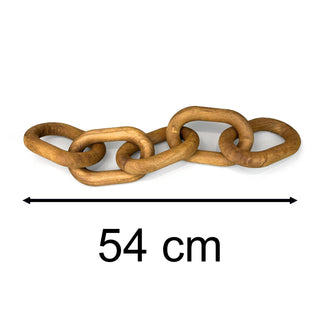 Large Wooden Chain Ornament | Natural Wood Chain Link Table Decoration - 54cm