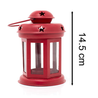 Red Moroccan Style Metal Lantern Tealight Holder | Tea Light Candle Lantern