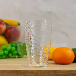 Reusable Embossed Plastic Tumbler | Large Clear Plastic Glass For Outdoor Drinks