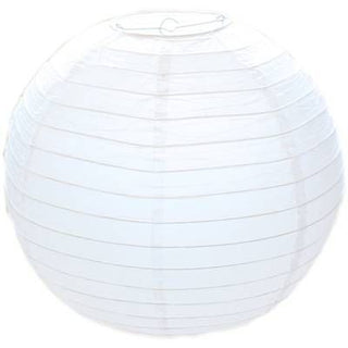 30Cm White Paper Lampshade - Classic Bamboo Style Ribbed Paper Lantern Lamp Shade